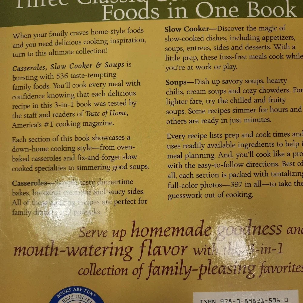 Taste of Home Casseroles, Slow Cooker & Soups Cookbook 3 books in 1 Hard Cover